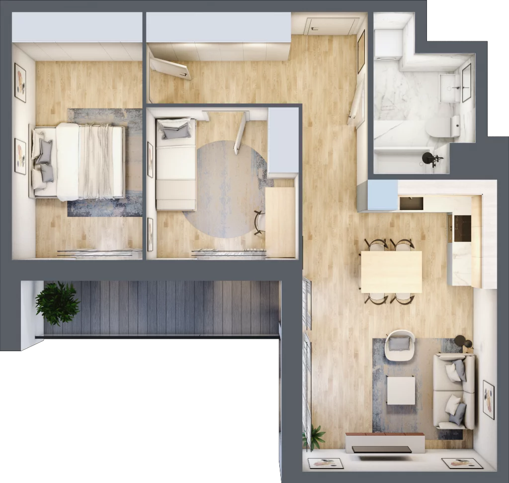 3 pokoje, mieszkanie 59,20 m², piętro 3, oferta nr A_29, Parkove Love, Łódź, Bałuty, ul. Górnicza 12/14 