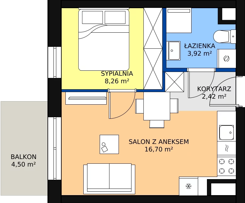 Zalety mieszkania 31.3 m², A_33