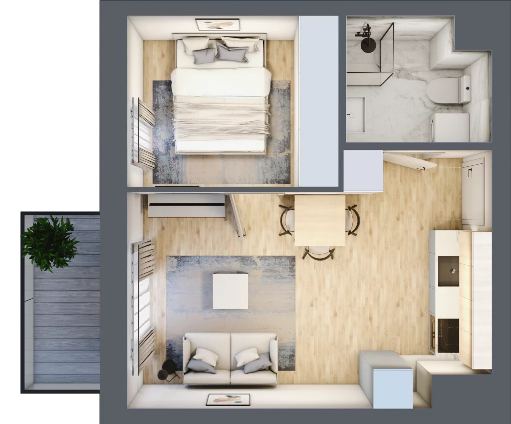 2 pokoje, mieszkanie 31,30 m², piętro 3, oferta nr A_33, Parkove Love, Łódź, Bałuty, ul. Górnicza 12/14 