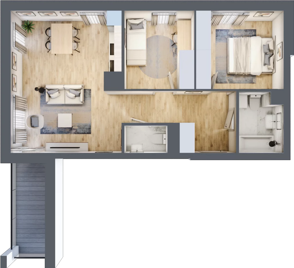 3 pokoje, mieszkanie 59,57 m², piętro 3, oferta nr A_35, Parkove Love, Łódź, Bałuty, ul. Górnicza 12/14 