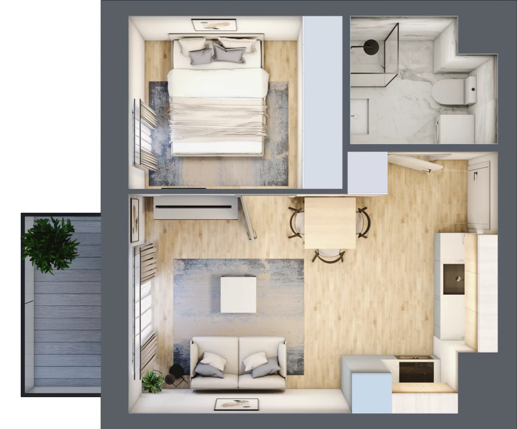 2 pokoje, mieszkanie 31,22 m², piętro 4, oferta nr A_41, Parkove Love, Łódź, Bałuty, ul. Górnicza 12/14 