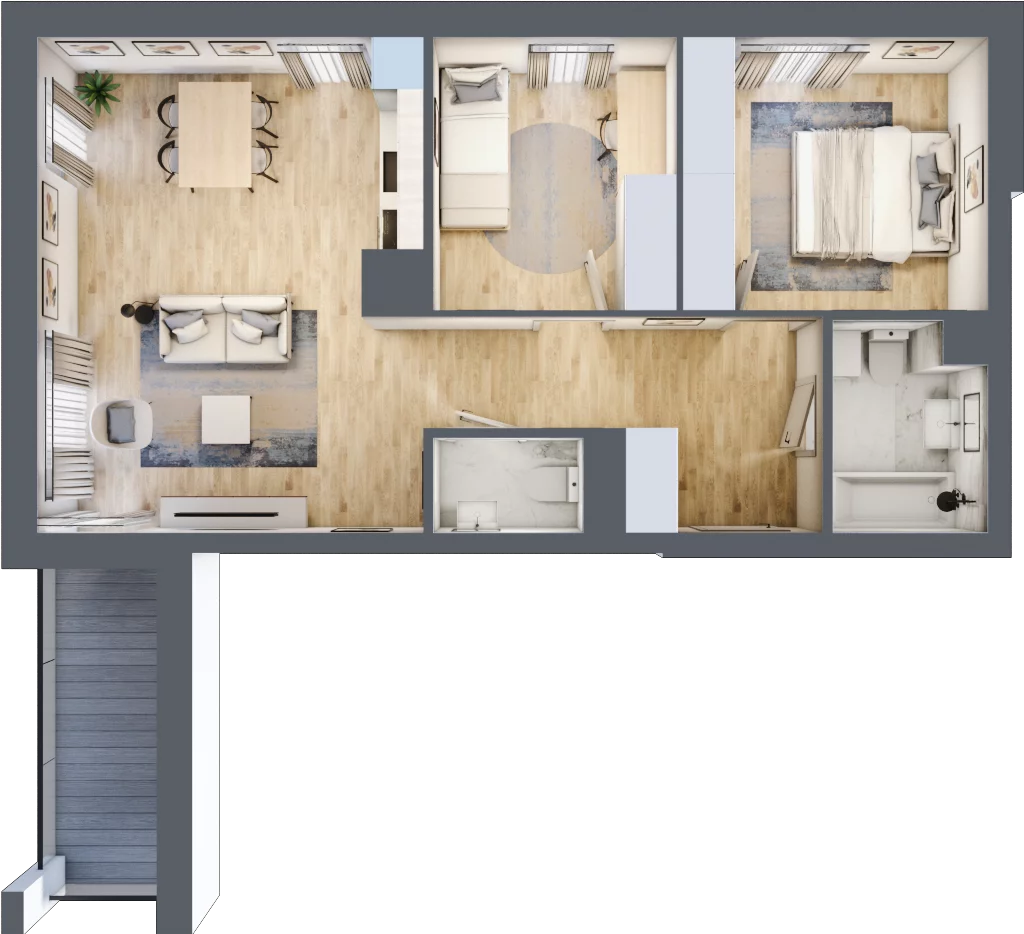 3 pokoje, mieszkanie 59,57 m², piętro 4, oferta nr A_44, Parkove Love, Łódź, Bałuty, ul. Górnicza 12/14 