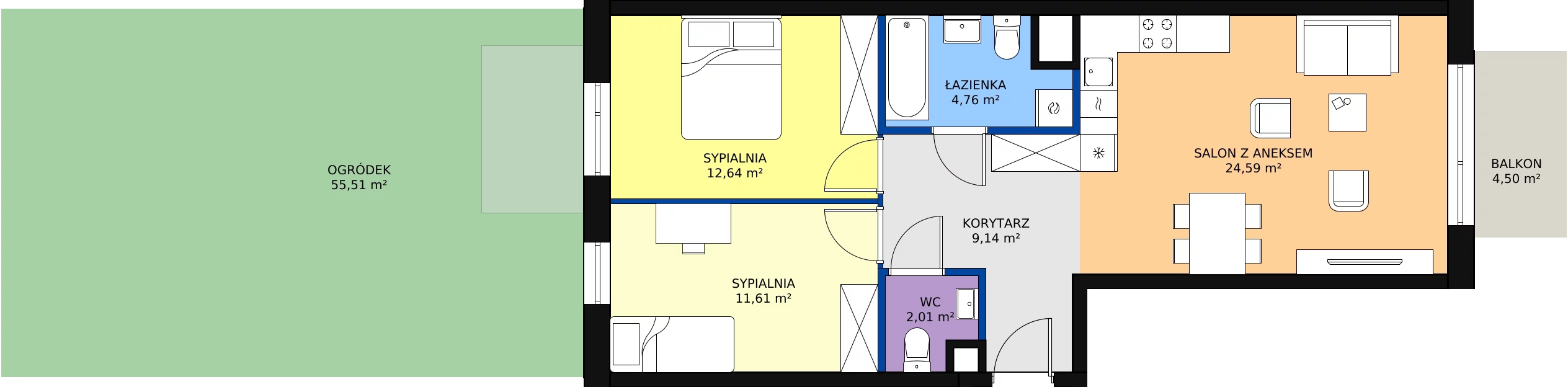 Zalety mieszkania 64.75 m², B_2