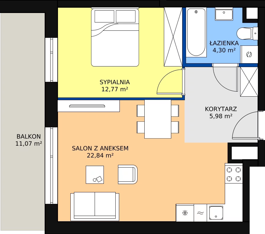 Zalety mieszkania 45.89 m², B_4