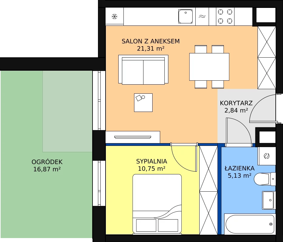 Zalety mieszkania 40.03 m², B_36