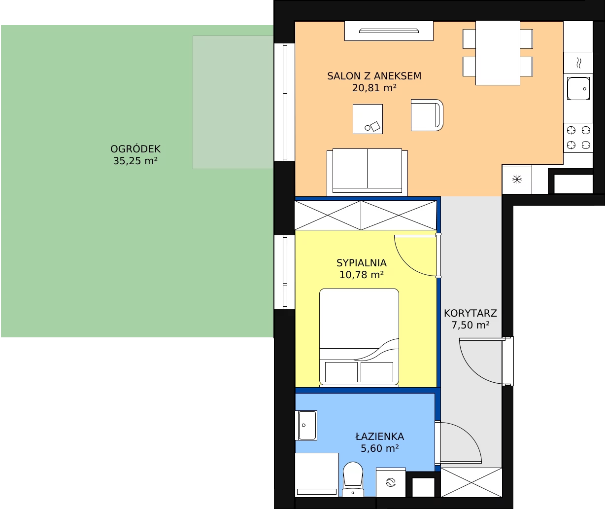 Zalety mieszkania 44.69 m², B_37