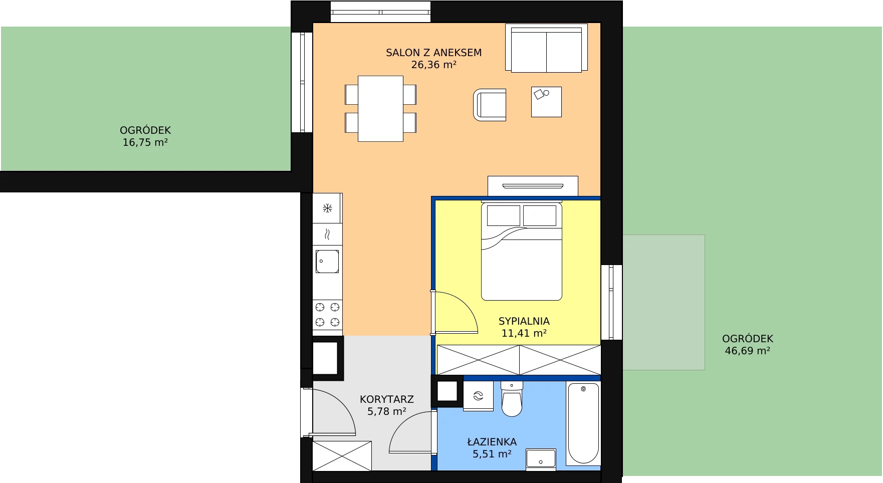 Zalety mieszkania 49.06 m², B_38