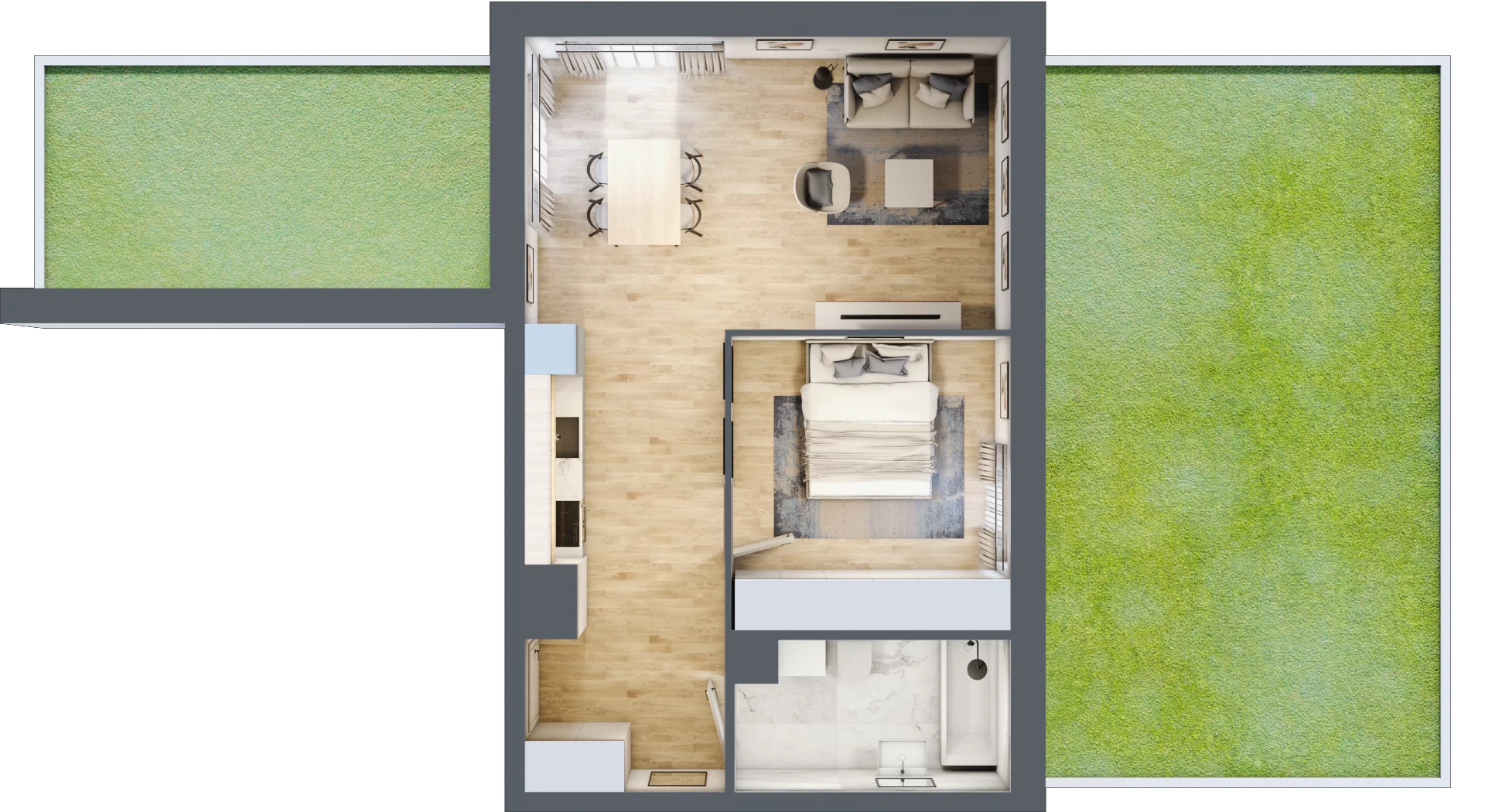 2 pokoje, mieszkanie 49,06 m², parter, oferta nr B_38, Parkove Love, Łódź, Bałuty, ul. Górnicza 12/14 