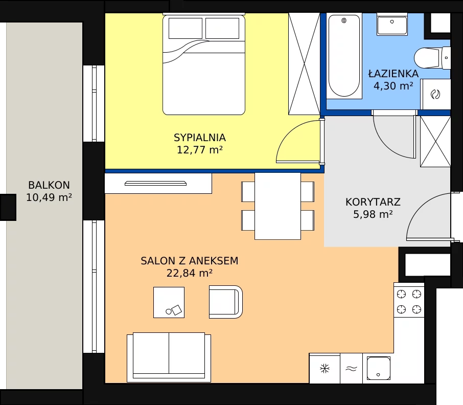 Zalety mieszkania 45.89 m², B_8