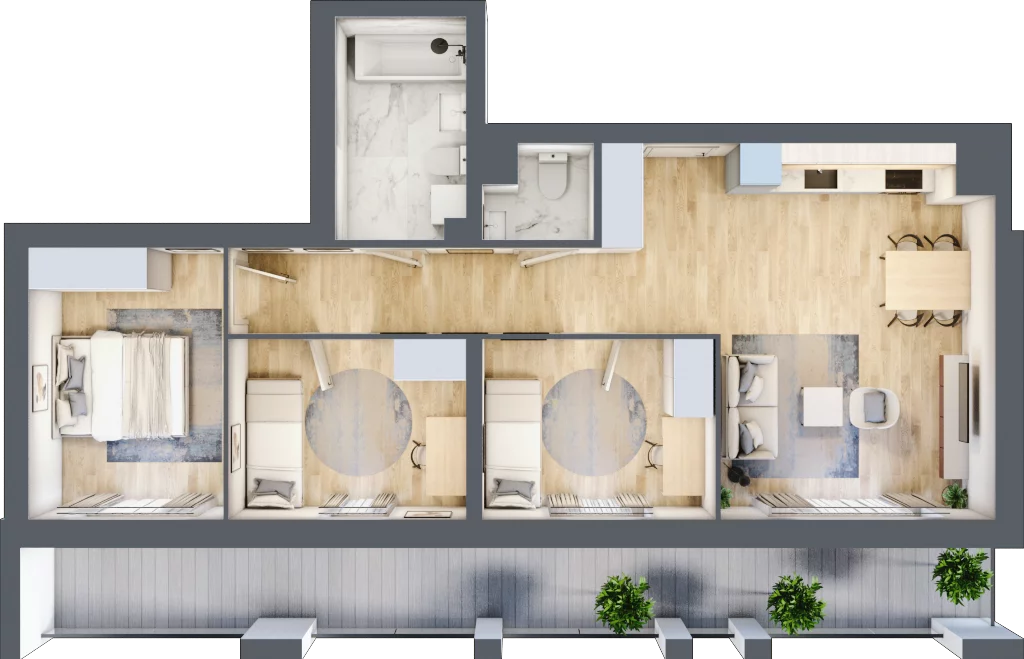 4 pokoje, mieszkanie 69,04 m², piętro 1, oferta nr B_9, Parkove Love, Łódź, Bałuty, ul. Górnicza 12/14 
