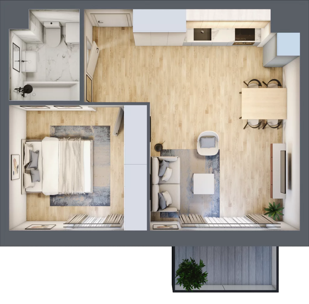 2 pokoje, mieszkanie 42,27 m², piętro 1, oferta nr B_41, Parkove Love, Łódź, Bałuty, ul. Górnicza 12/14 