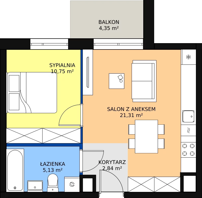 Zalety mieszkania 40.03 m², B_43