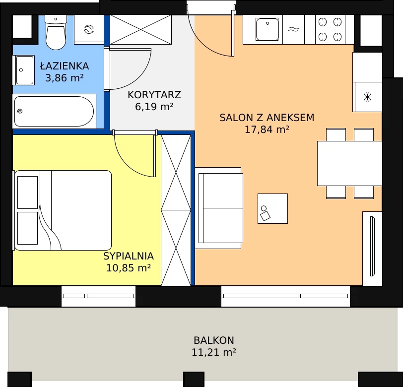Zalety mieszkania 38.74 m², B_14