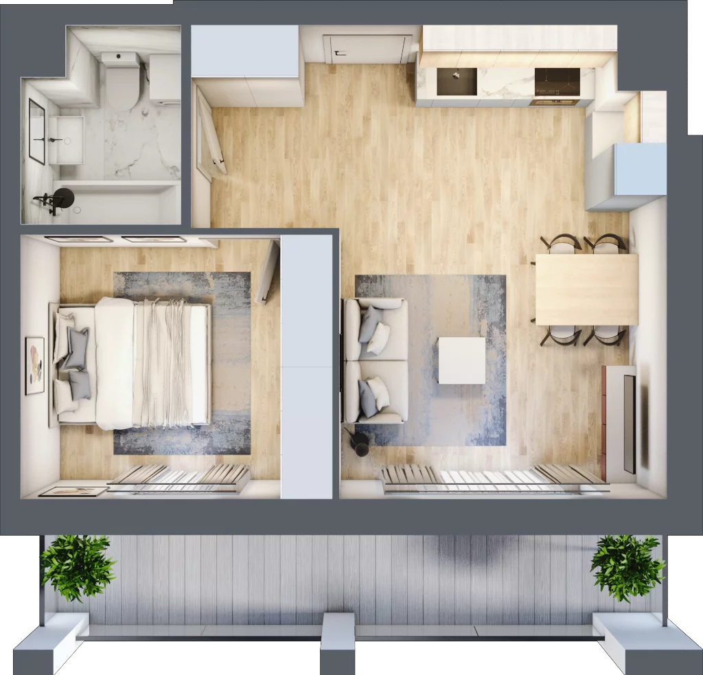 2 pokoje, mieszkanie 38,74 m², piętro 2, oferta nr B_14, Parkove Love, Łódź, Bałuty, ul. Górnicza 12/14 