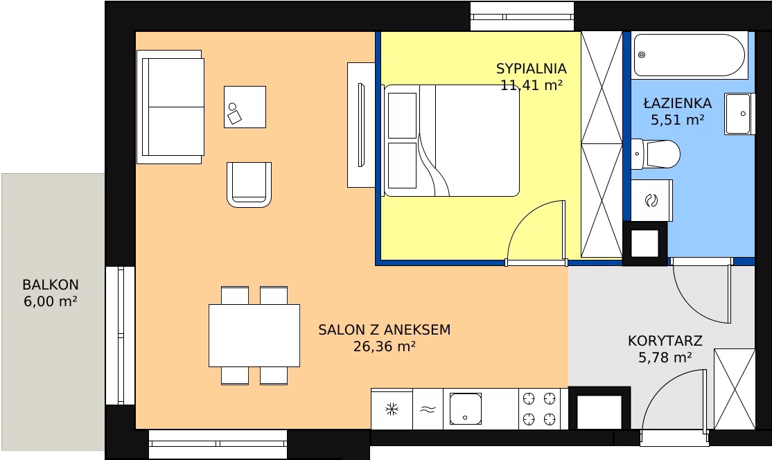 Zalety mieszkania 49.06 m², B_52