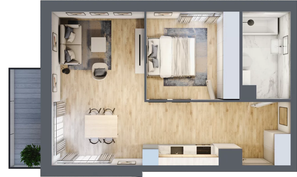 2 pokoje, mieszkanie 49,06 m², piętro 2, oferta nr B_52, Parkove Love, Łódź, Bałuty, ul. Górnicza 12/14 