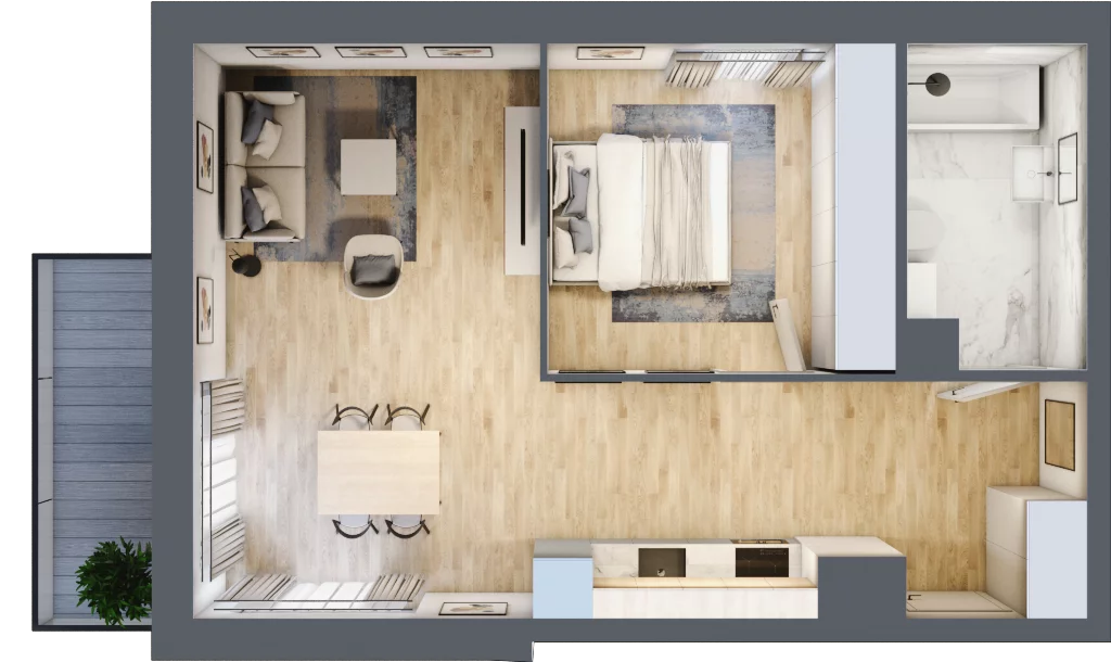 2 pokoje, mieszkanie 49,06 m², piętro 3, oferta nr B_59, Parkove Love, Łódź, Bałuty, ul. Górnicza 12/14 