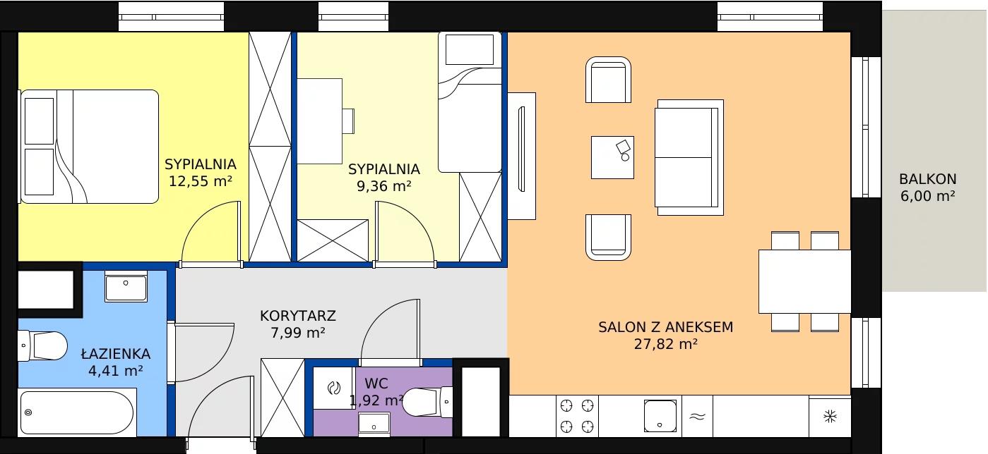 Zalety mieszkania 64.05 m², B_61