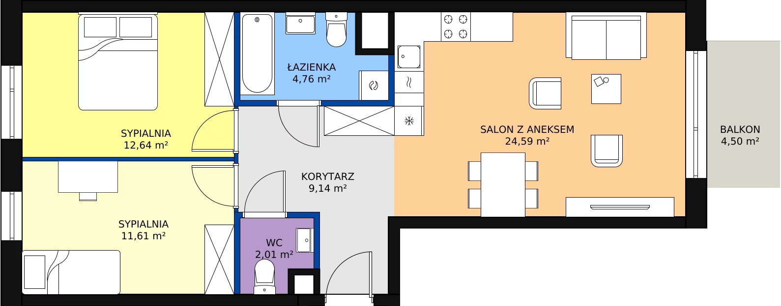 Zalety mieszkania 64.75 m², B_29