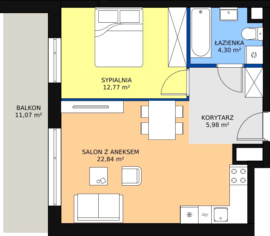 Zalety mieszkania 45.89 m², B_31
