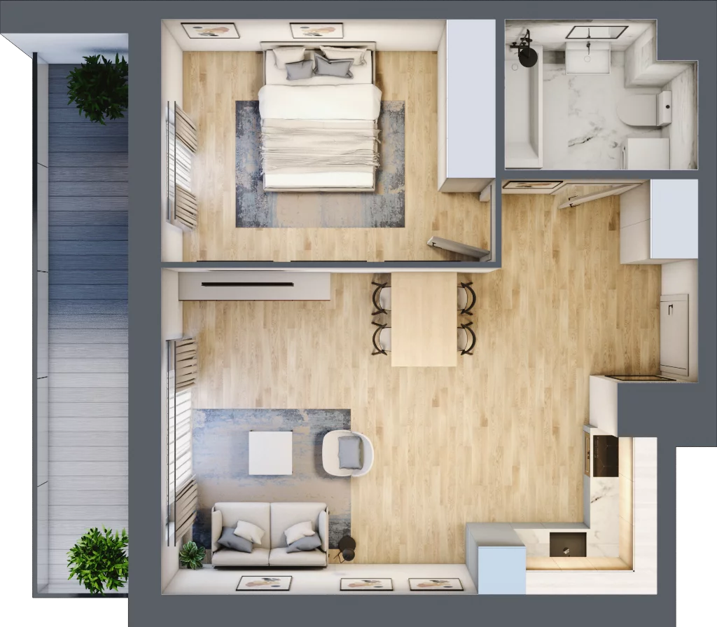 2 pokoje, mieszkanie 45,89 m², piętro 5, oferta nr B_31, Parkove Love, Łódź, Bałuty, ul. Górnicza 12/14 