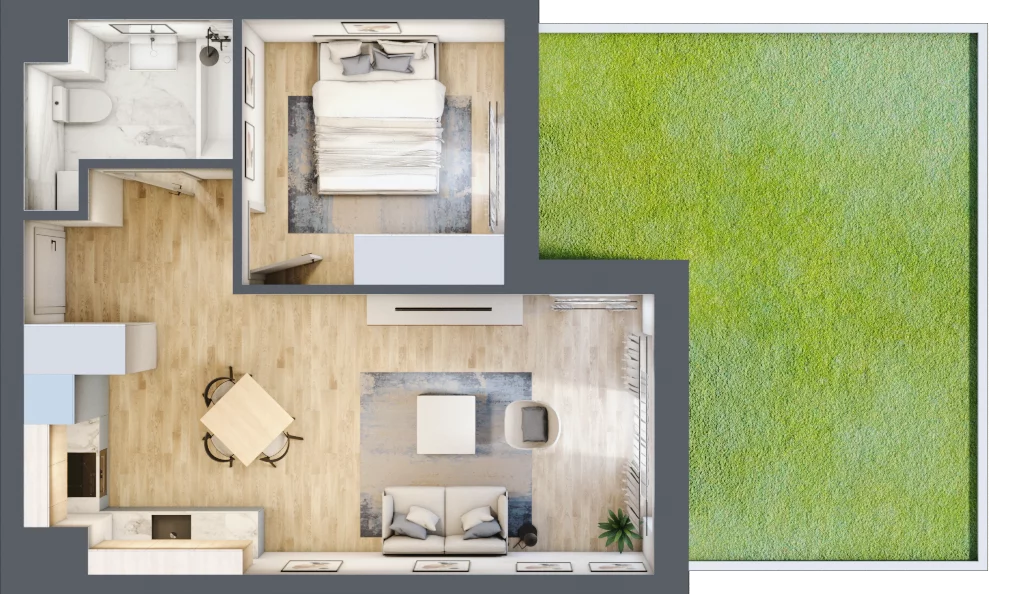 2 pokoje, mieszkanie 42,18 m², parter, oferta nr 7, Nova Radiostacja, Łódź, Śródmieście, ul. Telefoniczna 19 