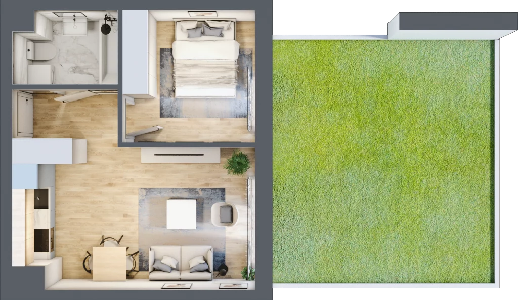 2 pokoje, mieszkanie 36,24 m², parter, oferta nr 8, Nova Radiostacja, Łódź, Śródmieście, ul. Telefoniczna 19 