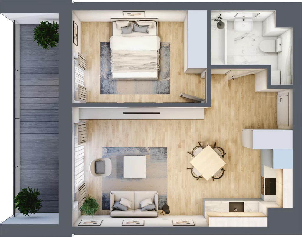 2 pokoje, mieszkanie 42,71 m², piętro 1, oferta nr 12, Nova Radiostacja, Łódź, Śródmieście, ul. Telefoniczna 19 