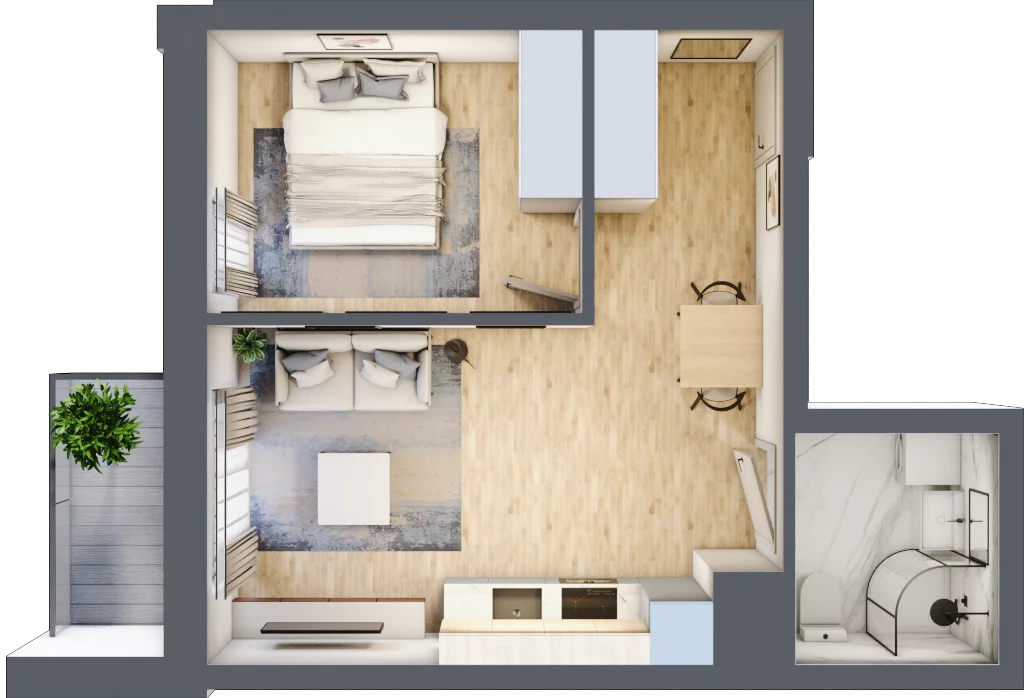 2 pokoje, mieszkanie 36,06 m², piętro 1, oferta nr 17, Nova Radiostacja, Łódź, Śródmieście, ul. Telefoniczna 19 