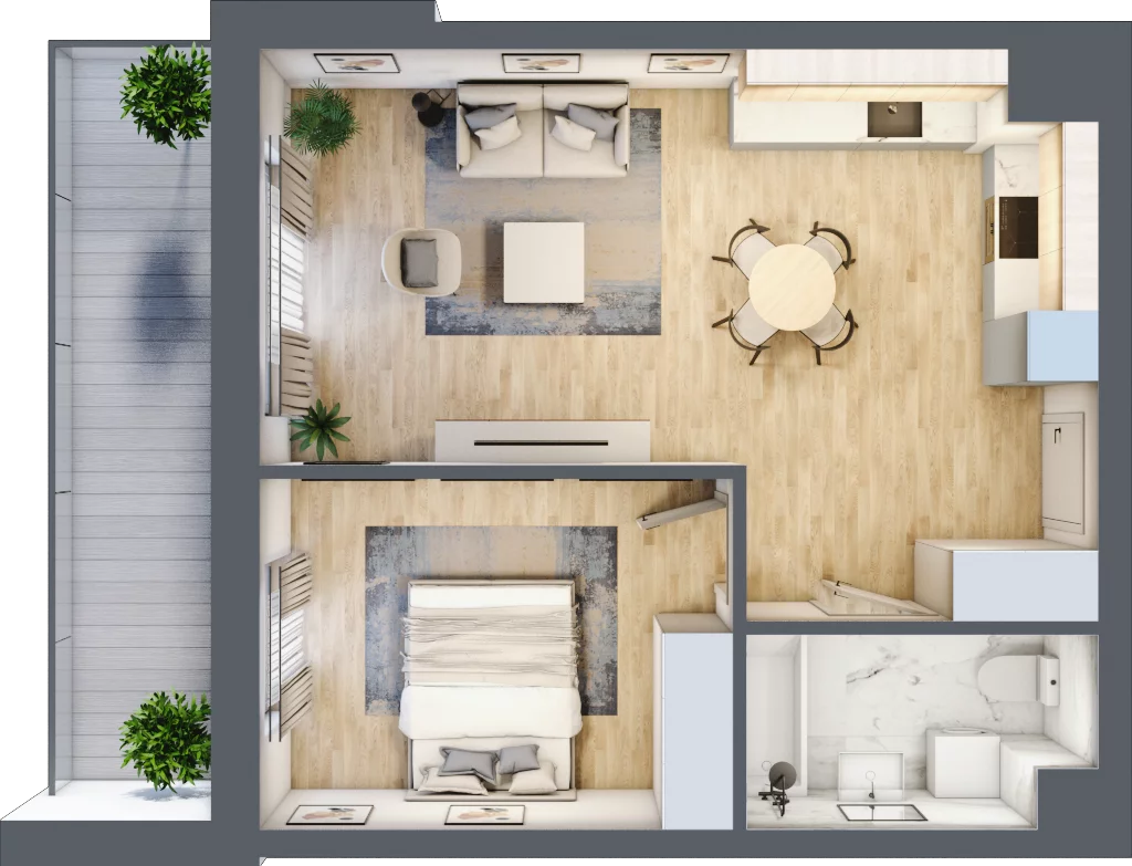 2 pokoje, mieszkanie 45,36 m², piętro 1, oferta nr 60, Nova Radiostacja, Łódź, Śródmieście, ul. Telefoniczna 19 