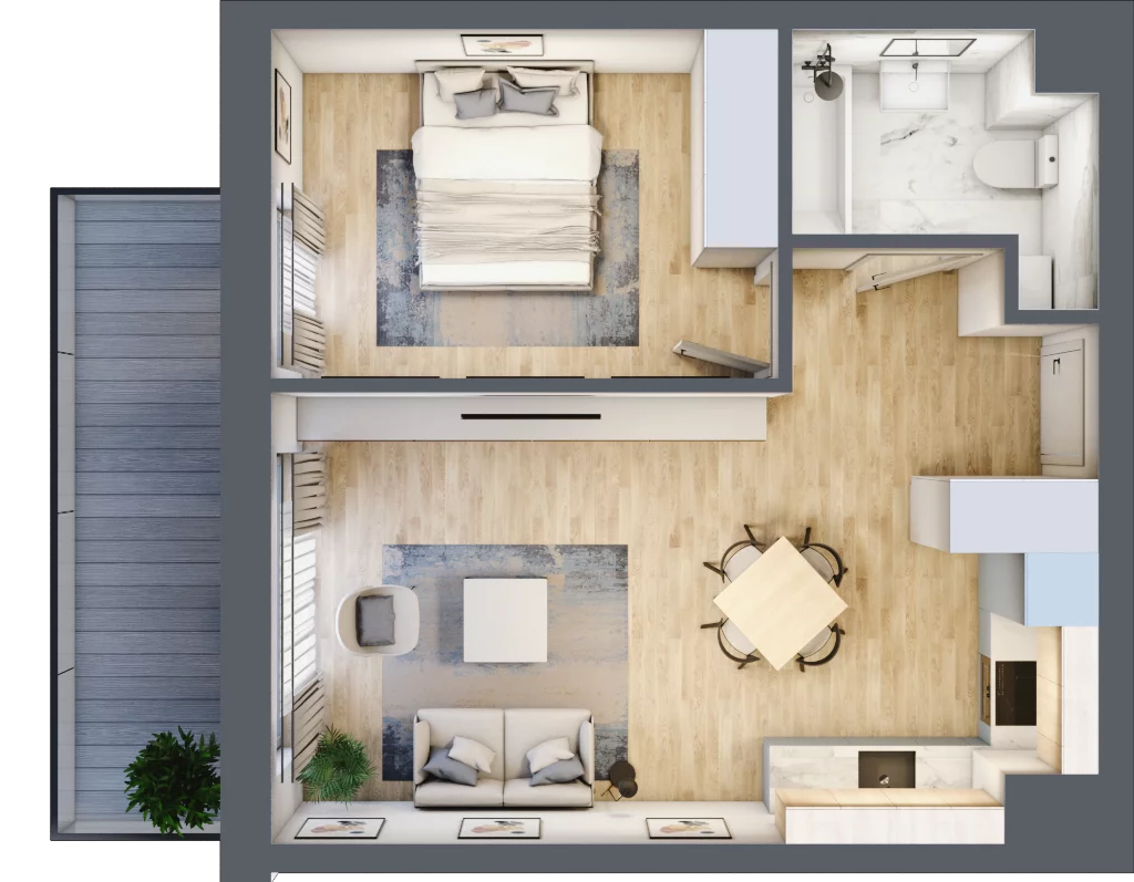 2 pokoje, mieszkanie 42,71 m², piętro 2, oferta nr 21, Nova Radiostacja, Łódź, Śródmieście, ul. Telefoniczna 19 