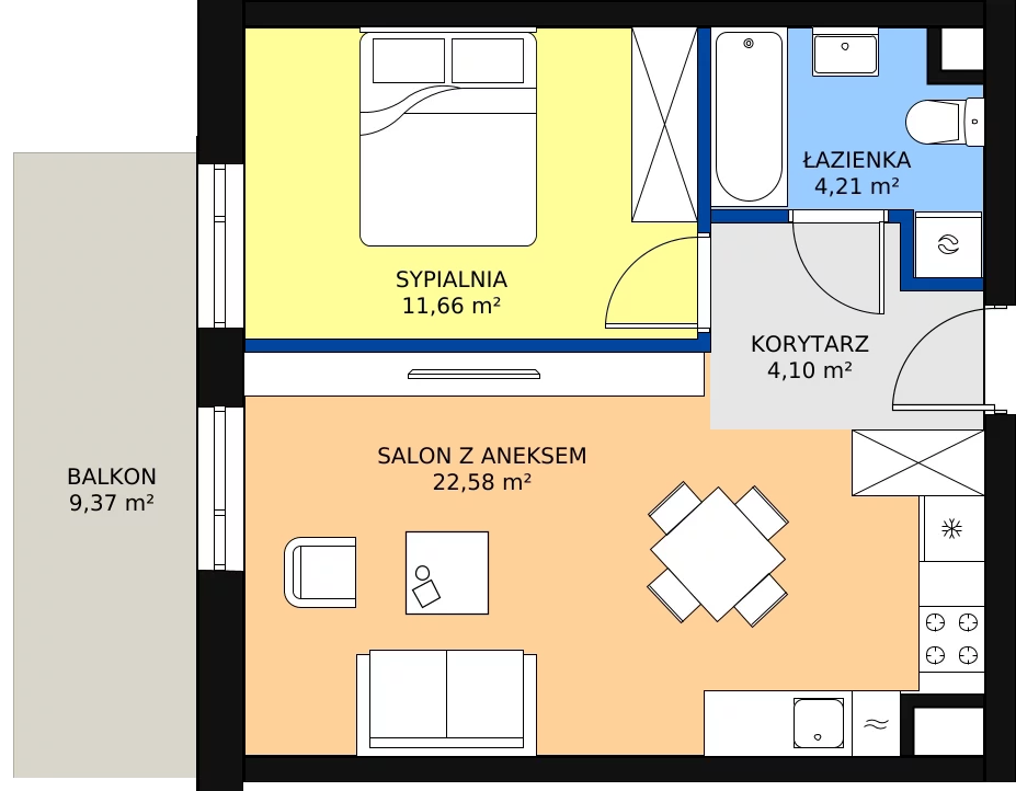 Zalety mieszkania 42.71 m², 48