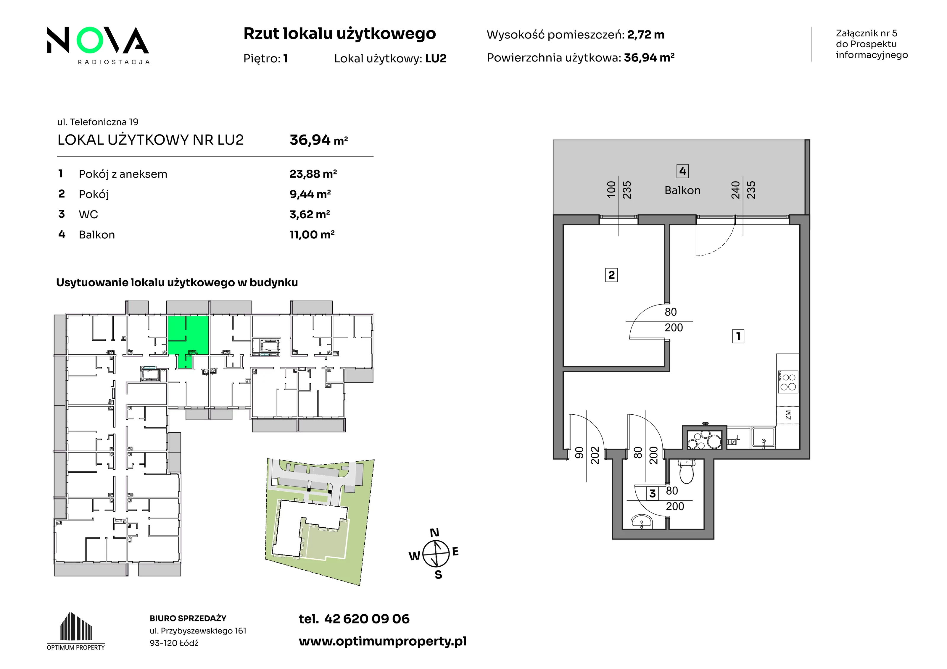 Lokal użytkowy 36,94 m², oferta nr L_U_ 2, Nova Radiostacja - lokale usługowe, Łódź, Śródmieście, ul. Telefoniczna 19 