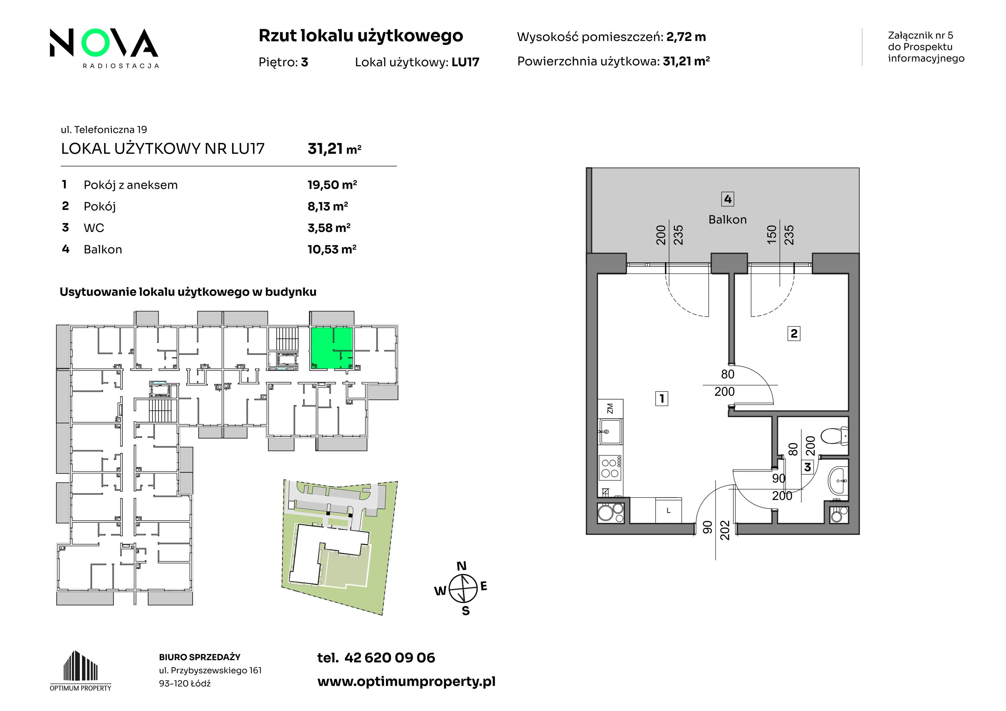 Lokal użytkowy 31,21 m², oferta nr L_U_ 17, Nova Radiostacja - lokale usługowe, Łódź, Śródmieście, ul. Telefoniczna 19 