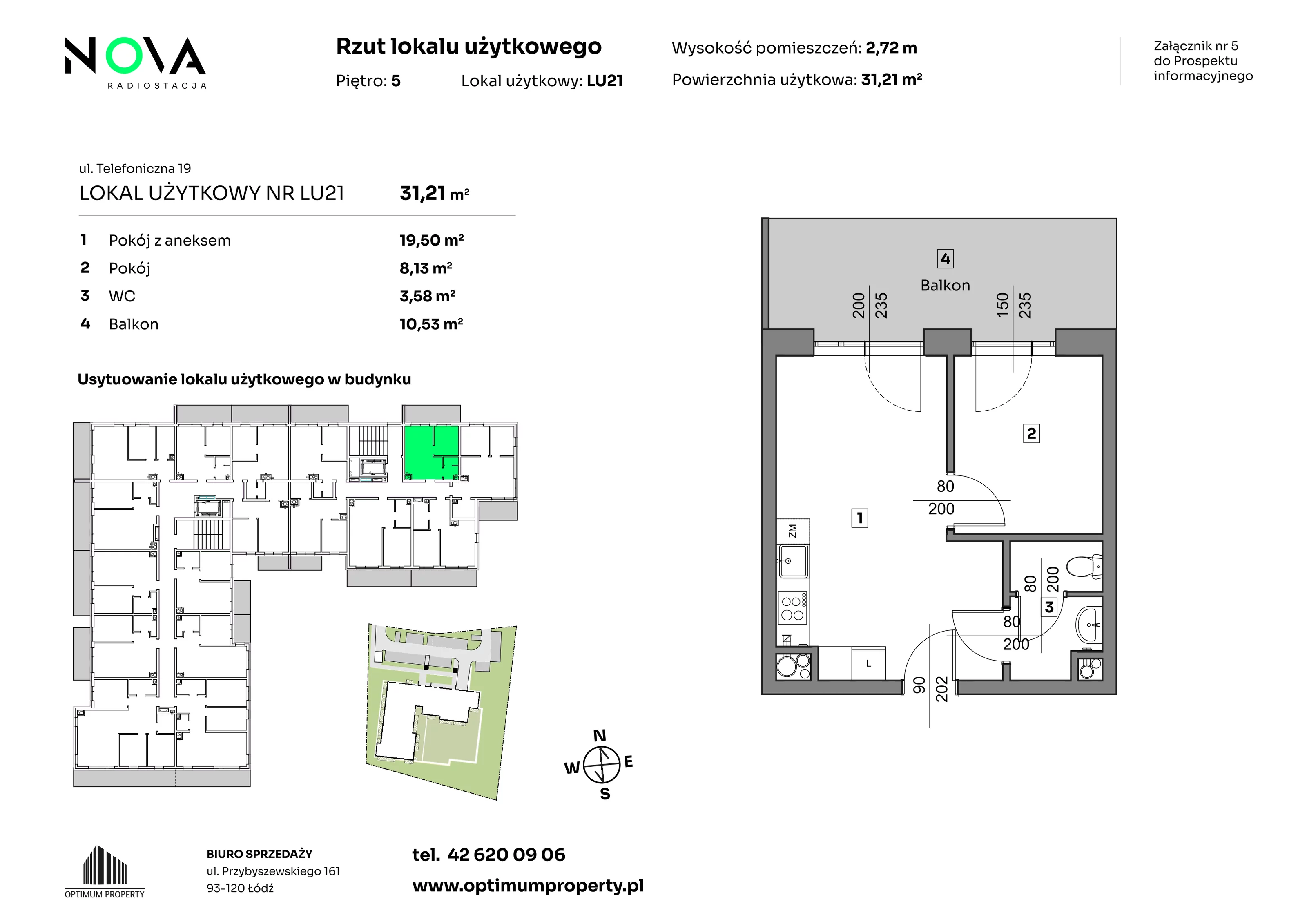 Lokal użytkowy 31,21 m², oferta nr L_U_ 21, Nova Radiostacja - lokale usługowe, Łódź, Śródmieście, ul. Telefoniczna 19 