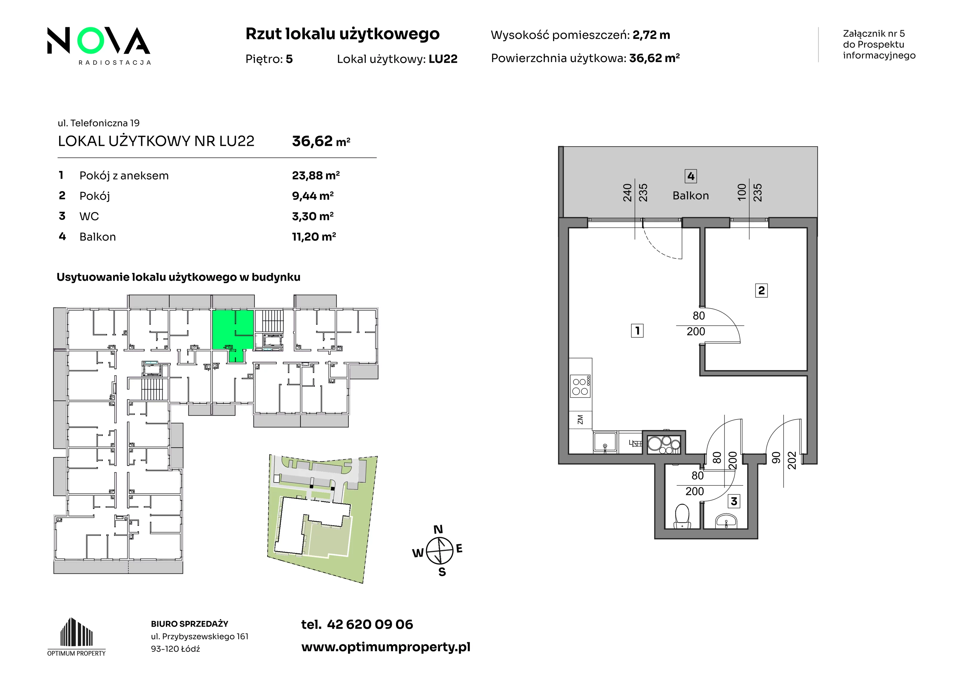 Lokal użytkowy 36,62 m², oferta nr L_U_ 22, Nova Radiostacja - lokale usługowe, Łódź, Śródmieście, ul. Telefoniczna 19 