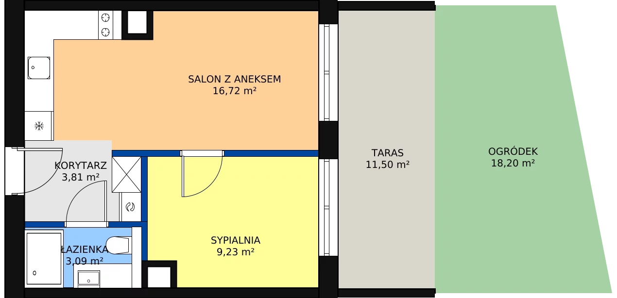 2 pokoje, apartament inwestycyjny 32,85 m², parter, oferta nr A 0.2, SO! Resort Sobieszewo, Gdańsk, Wyspa Sobieszewska, Sobieszewo, ul. Żonkilowa 50