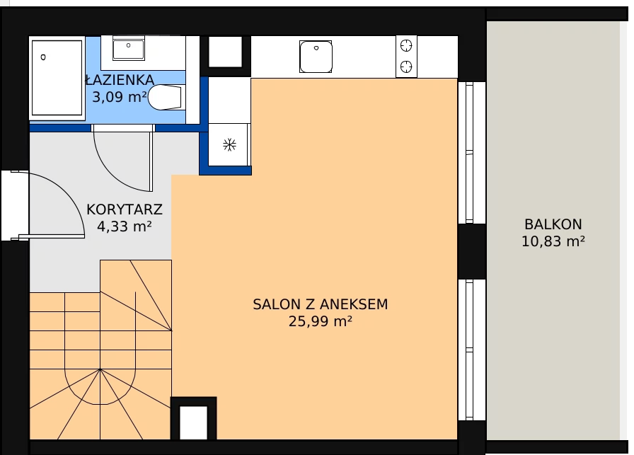 2 pokoje, apartament inwestycyjny 54,19 m², piętro 1, oferta nr A 1.1, SO! Resort Sobieszewo, Gdańsk, Wyspa Sobieszewska, Sobieszewo, ul. Żonkilowa 50