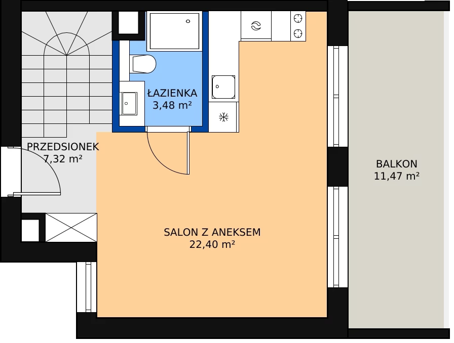 2 pokoje, apartament inwestycyjny 46,17 m², piętro 1, oferta nr A 1.5, SO! Resort Sobieszewo, Gdańsk, Wyspa Sobieszewska, Sobieszewo, ul. Żonkilowa 50