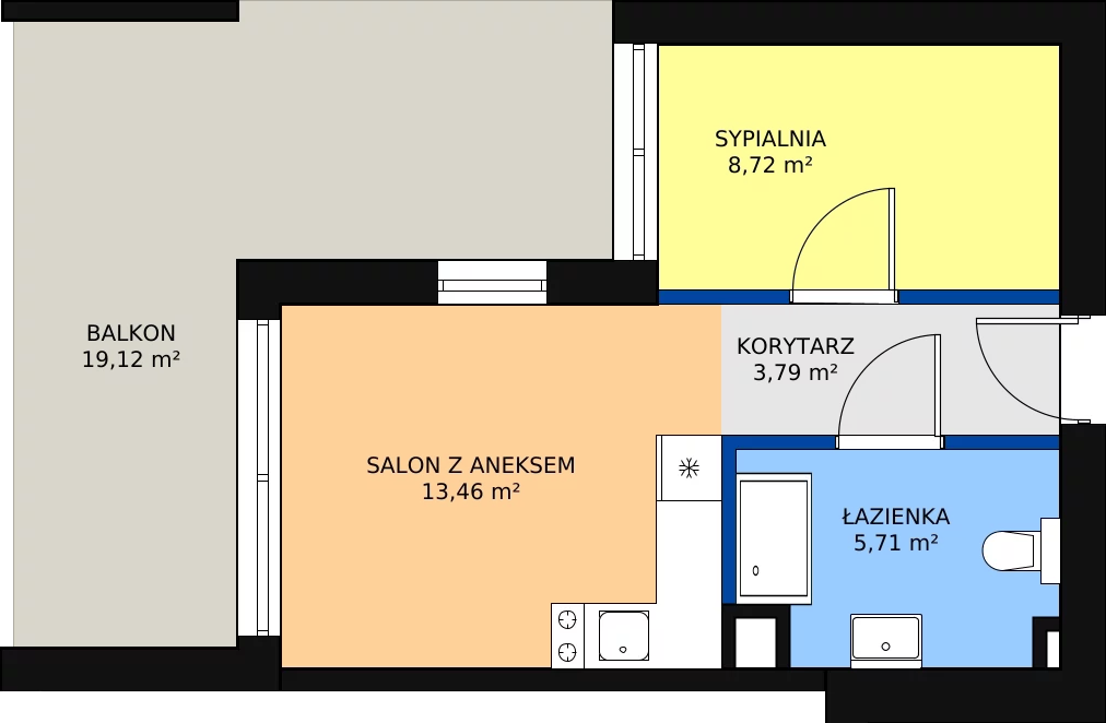 2 pokoje, apartament inwestycyjny 31,68 m², piętro 1, oferta nr B 1.1, SO! Resort Sobieszewo, Gdańsk, Wyspa Sobieszewska, Sobieszewo, ul. Żonkilowa 50