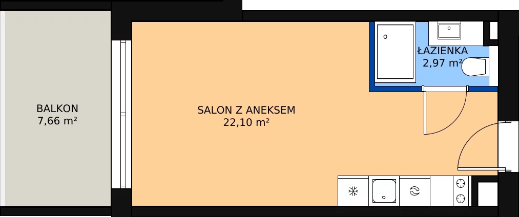 1 pokój, apartament inwestycyjny 25,15 m², piętro 1, oferta nr B 1.2, SO! Resort Sobieszewo, Gdańsk, Wyspa Sobieszewska, Sobieszewo, ul. Żonkilowa 50