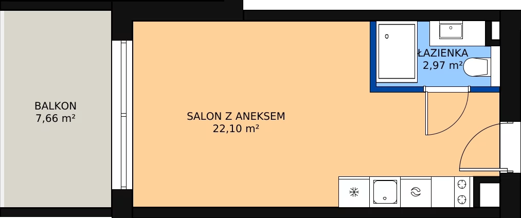 Zalety apartamentu inwestycyjnego 25.15 m², B 1.4
