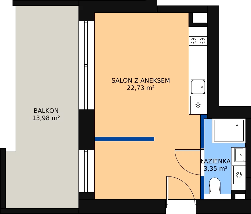 1 pokój, apartament inwestycyjny 26,08 m², piętro 1, oferta nr B 1.8, SO! Resort Sobieszewo, Gdańsk, Wyspa Sobieszewska, Sobieszewo, ul. Żonkilowa 50