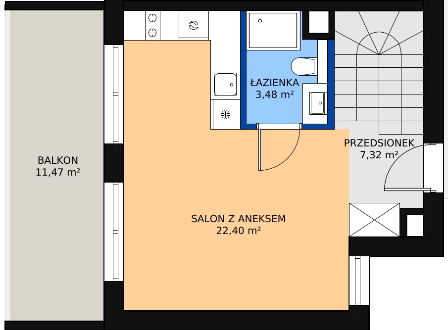 2 pokoje, apartament inwestycyjny 46,17 m², piętro 1, oferta nr C 1.4, SO! Resort Sobieszewo, Gdańsk, Wyspa Sobieszewska, Sobieszewo, ul. Żonkilowa 50