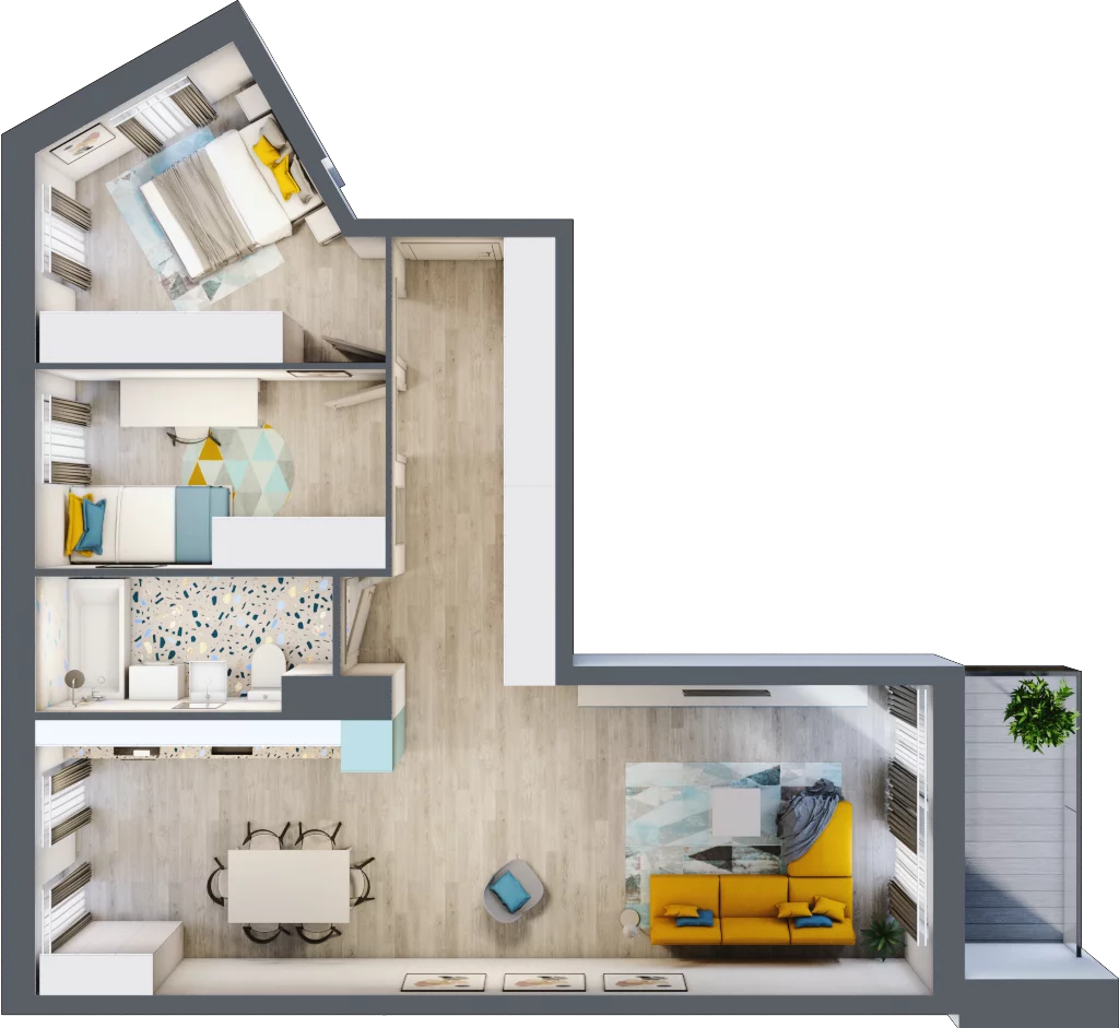 3 pokoje, mieszkanie 72,99 m², piętro 2, oferta nr E/M43, Stara Cegielnia etap II, Mielec, ul. Wojsławska 1