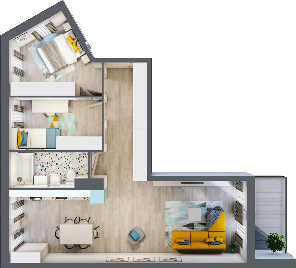 3 pokoje, mieszkanie 72,99 m², piętro 3, oferta nr E/M48, Stara Cegielnia etap II, Mielec, ul. Wojsławska 1