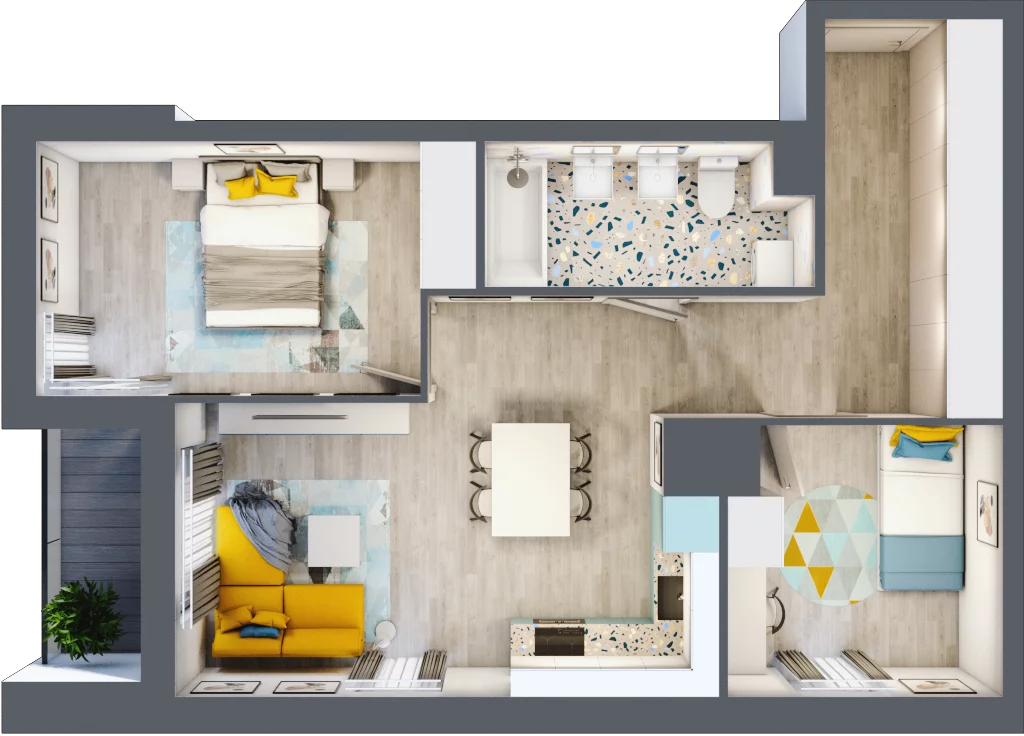 3 pokoje, mieszkanie 57,55 m², piętro 3, oferta nr E/M13, Stara Cegielnia etap II, Mielec, ul. Wojsławska 1