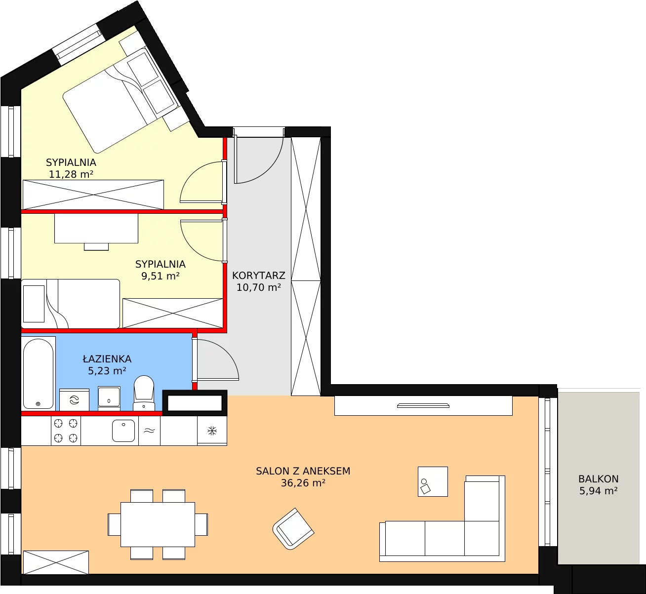 Nowe mieszkanie, 72,99 m², 3 pokoje, 4 piętro, oferta nr E/M53