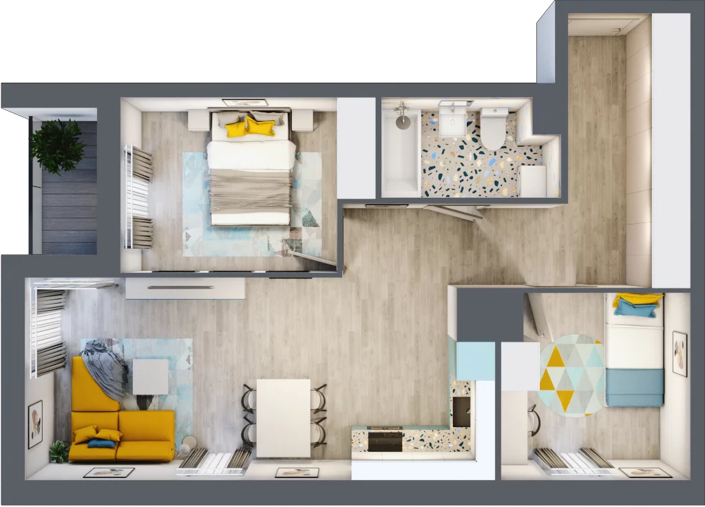 3 pokoje, mieszkanie 58,21 m², piętro 4, oferta nr E/M19, Stara Cegielnia etap II, Mielec, ul. Wojsławska 1