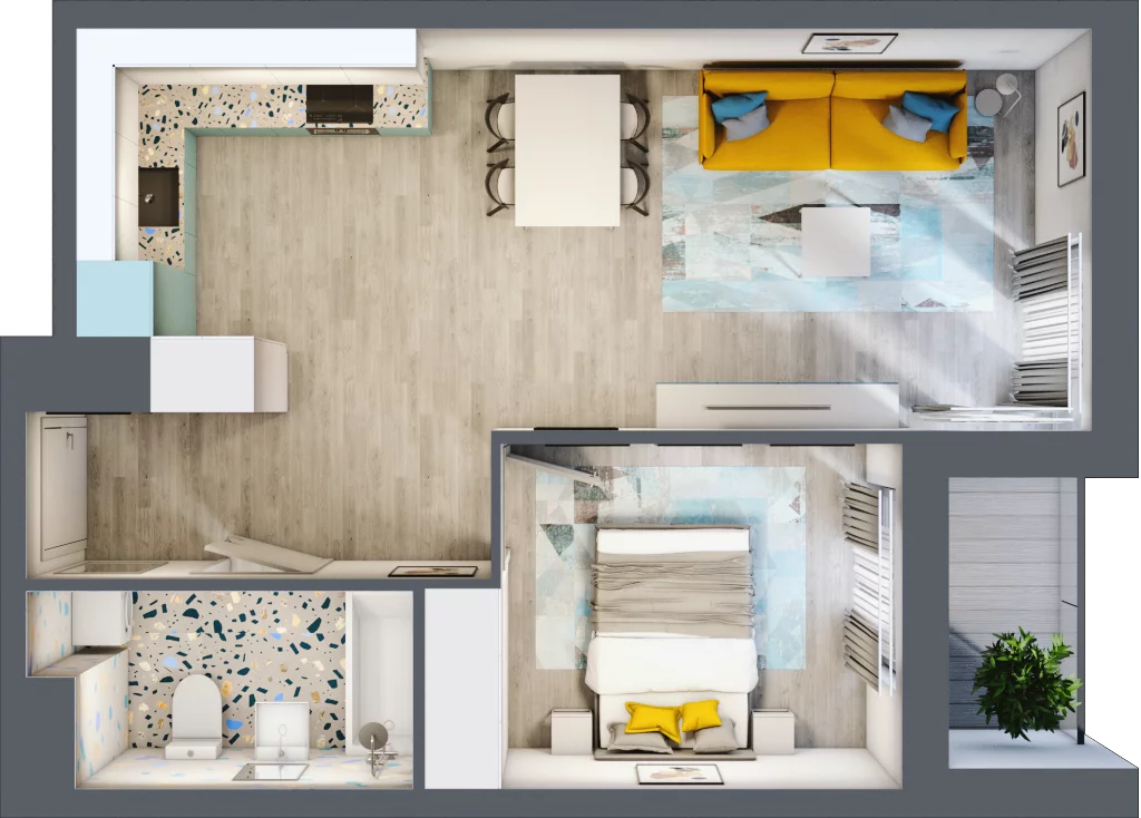 2 pokoje, mieszkanie 43,76 m², piętro 5, oferta nr E/M26, Stara Cegielnia etap II, Mielec, ul. Wojsławska 1